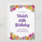 Invitation Fleurs sur le bord Anniversaire (Devant)