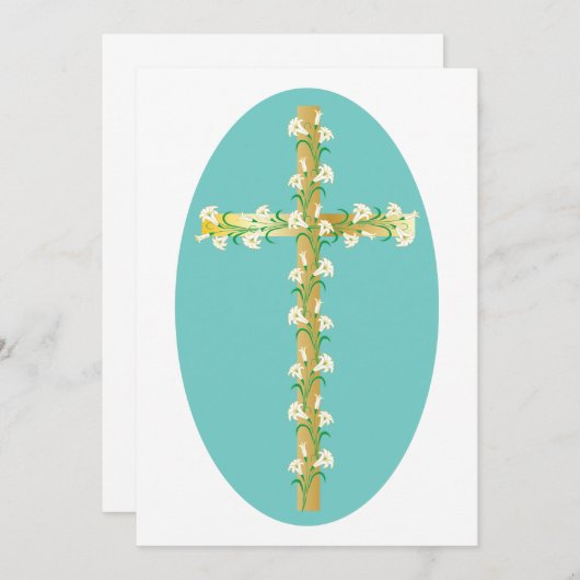 Invitation Fleurs Sur Une Croix (Devant / Derrière)