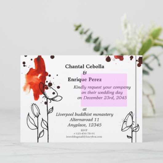 Invitation Fleurs tachetées rouges (Debout devant)