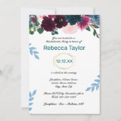 Invitation Fleurs Teintes Sarcelle Vertical - Enterrement de (Devant)