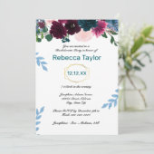 Invitation Fleurs Teintes Sarcelle Vertical - Enterrement de (Debout devant)