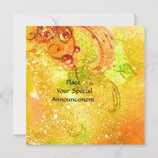 Invitation FLEURS TITANIA FAIRY Or Jaune Vert Vert Rouge Flor (Dos)