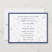 Invitation Fleurs tourbillonnant Mariage Cobalt (Dos)