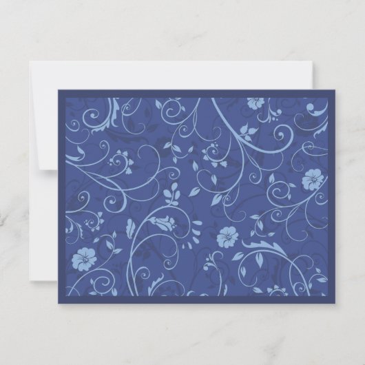 Invitation Fleurs Tourbillonnantes Mariage Cobalt (Devant)