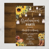 Invitation Fleurs tournesol de la fête de la graduation de l' (Devant / Derrière)