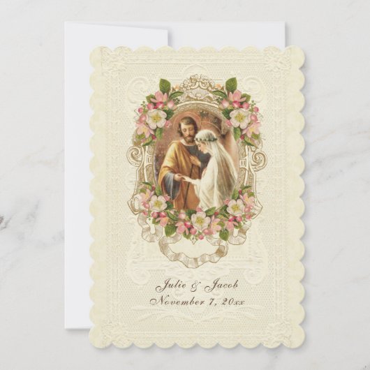 Invitation Fleurs traditionnelles de cerisiers en dentelle Vi (Devant)