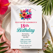 Invitation Fleurs tropicales 18e anniversaire