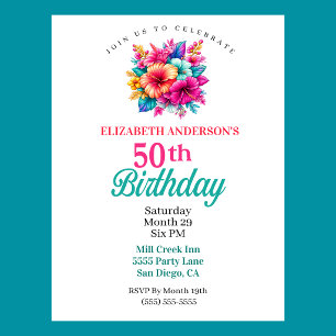 Invitation Fleurs Tropicales 50e Anniversaire