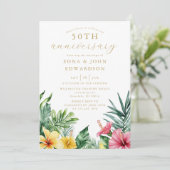 Invitation Fleurs tropicales 50e anniversaire de Mariage (Debout devant)