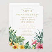 Invitation Fleurs tropicales 50e anniversaire de Mariage (Devant / Derrière)