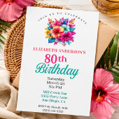 Invitation Fleurs Tropicales 80e Anniversaire