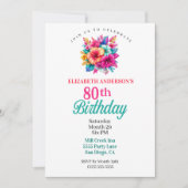 Invitation Fleurs Tropicales 80e Anniversaire (Devant)