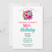 Invitation Fleurs Tropicales 90e Anniversaire (Devant)