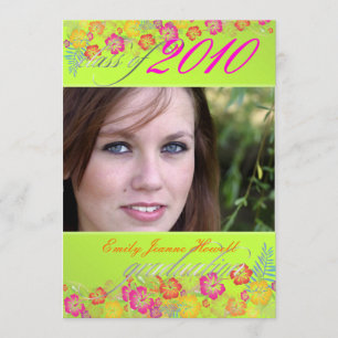 Invitation Fleurs tropicales à la mode Fête des diplômes