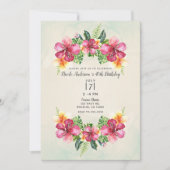 Invitation Fleurs Tropicales Aloha Fête d'anniversaire botani (Devant)