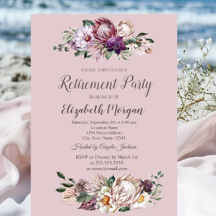 Invitation Fleurs tropicales aquarelle,Retraite rose