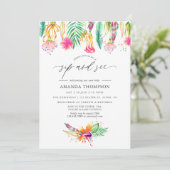 Invitation Fleurs tropicales aquarelle Sip and See (Debout devant)