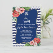 Invitation Fleurs tropicales BABY SHOWER des rayures de la Ma (Debout devant)