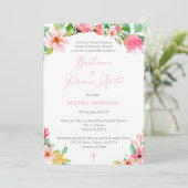 Invitation Fleurs tropicales Bautizo Girl Baptiser en espagno (Debout devant)