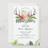 Invitation Fleurs tropicales Boho Rustique Andouiller Fête de (Devant)