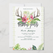 Invitation Fleurs Tropicales Boho Rustique Anniversaire à Boi (Devant)