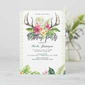 Invitation Fleurs Tropicales Boho Rustique Anniversaire à Boi (Debout devant)