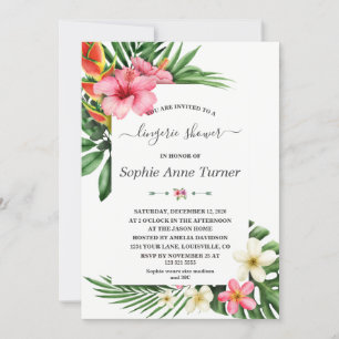 Invitation Fleurs tropicales Calligraphie de fleur Lingerie D