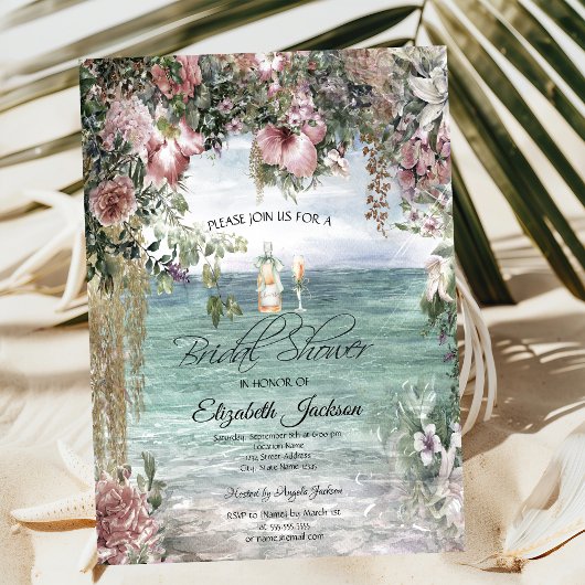 Invitation Fleurs Tropicales Chic Océan