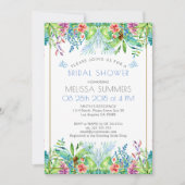 Invitation Fleurs tropicales colorées Accent or (Devant)