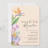 Invitation Fleurs tropicales colorées | Réception de mariage (Devant)