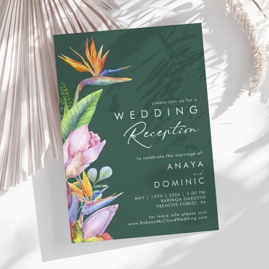 Invitation Fleurs tropicales colorées | Réception de mariage