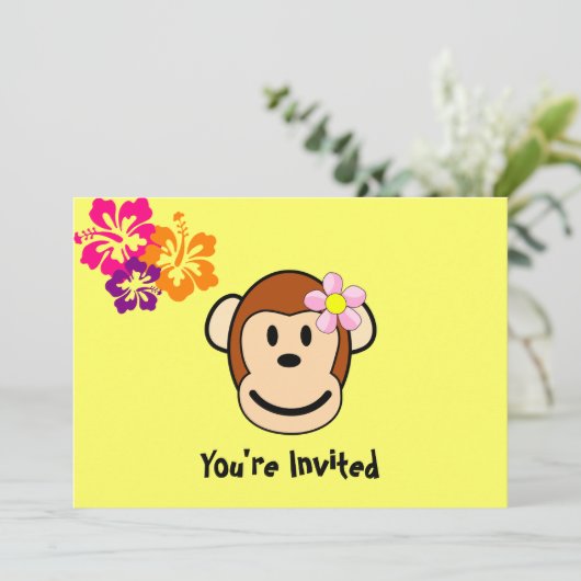Invitation Fleurs tropicales de singes (Debout devant)