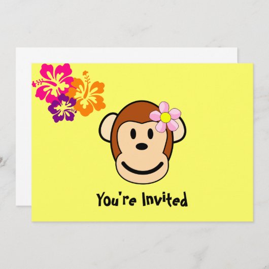 Invitation Fleurs tropicales de singes (Devant / Derrière)