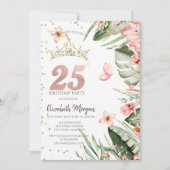 Invitation Fleurs tropicales Diamants Feuille 25e anniversair (Devant)