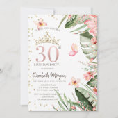 Invitation Fleurs tropicales Diamants Feuille 30e anniversair (Devant)