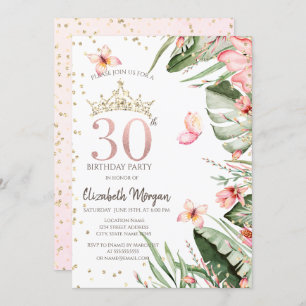Invitation Fleurs tropicales Diamants Feuille 30e anniversair