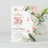 Invitation Fleurs tropicales Diamants Feuille 35e anniversair (Debout devant)