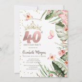 Invitation Fleurs tropicales Diamants Feuille 40e anniversair (Devant)