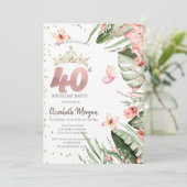 Invitation Fleurs tropicales Diamants Feuille 40e anniversair (Debout devant)
