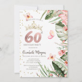 Invitation Fleurs tropicales Diamants Feuille 60e anniversair (Devant)