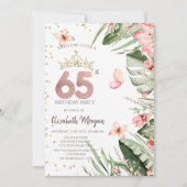 Invitation Fleurs tropicales Diamants Feuille 65e anniversair (Devant)