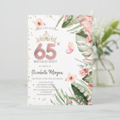 Invitation Fleurs tropicales Diamants Feuille 65e anniversair (Debout devant)