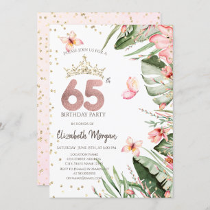 Invitation Fleurs tropicales Diamants Feuille 65e anniversair