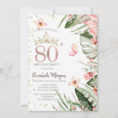 Invitation Fleurs tropicales Diamants Feuille 80e anniversair (Devant)
