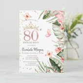 Invitation Fleurs tropicales Diamants Feuille 80e anniversair (Debout devant)