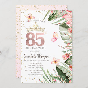 Invitation Fleurs tropicales Diamants Feuille 85e anniversair