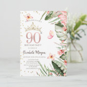 Invitation Fleurs tropicales Diamants Feuille 90e anniversair (Debout devant)
