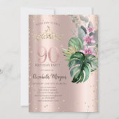 Invitation Fleurs Tropicales Diamants Or Rose 90e Anniversair (Devant)
