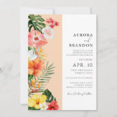 Invitation Fleurs tropicales dynamiques Mariage (Devant)