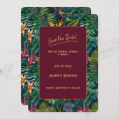Invitation Fleurs tropicales Enregistrer la date (Devant / Derrière)
